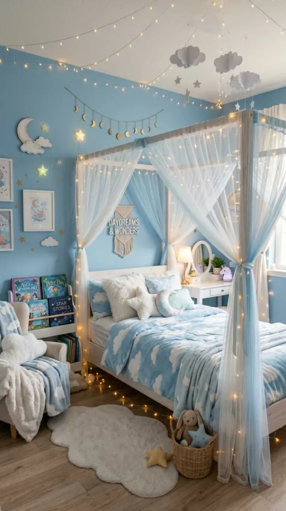 10+ Dreamy Girls Bedroom Color Ideas That Feel Like Magic 10 Sky Blue Daydream Space