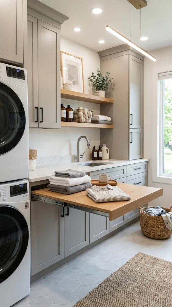 12 Laundry Room Folding Station Ideas for Organized Spaces 7 Slide-Out Folding Table