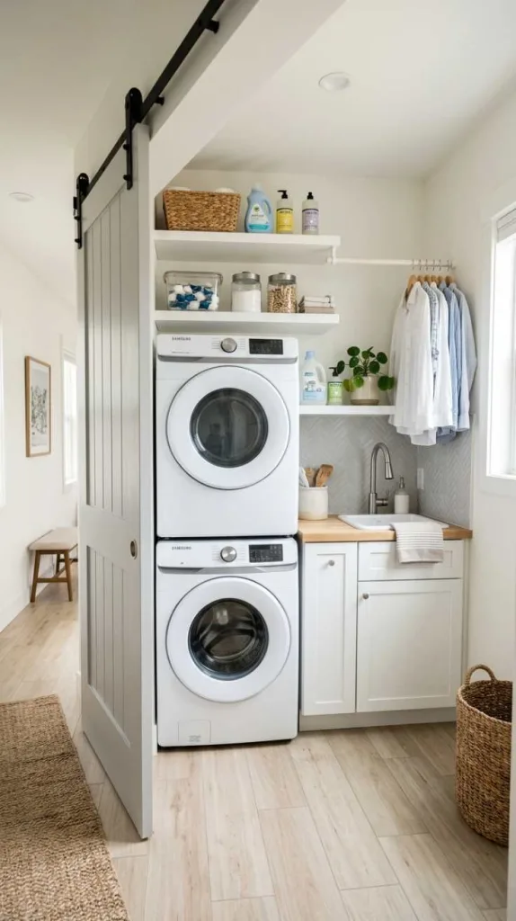 Sliding Door Laundry Nook