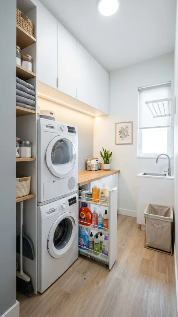 10+ Very Small Laundry Room Ideas for Smart Space 9 Slim Storage