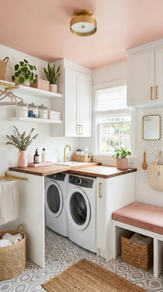 Soft Pink Ceiling Treatment