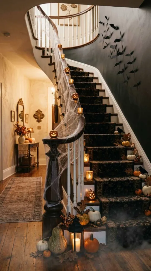 10+ Halloween Staircase Decor for Spooky Homes 3 Subtle Spooky Touch