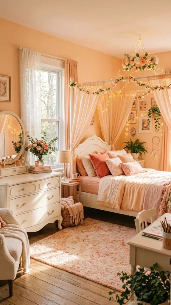 10+ Dreamy Girls Bedroom Color Ideas That Feel Like Magic 3 Sun-Kissed Peach Glow