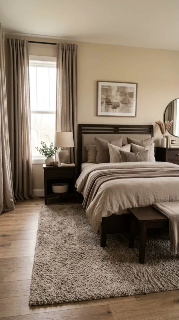 11+ Bedroom Color Schemes to Harmonize Brown Furniture 7 Taupe Layers