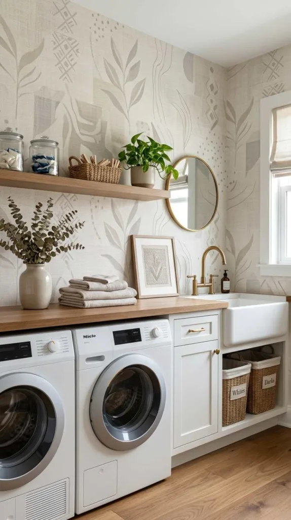 11+ Laundry Room Wallpaper Ideas for Stylish Small Spaces 14 Textured Neutrals