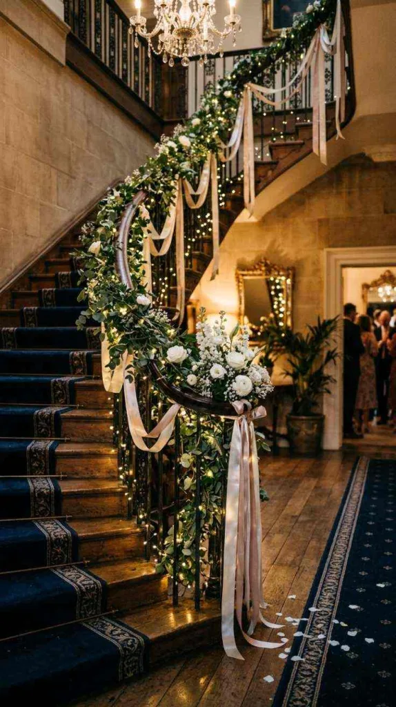 12 Staircase Wedding Decor for Elegant Ceremony Entrances 5 Twinkling Fairy Lights