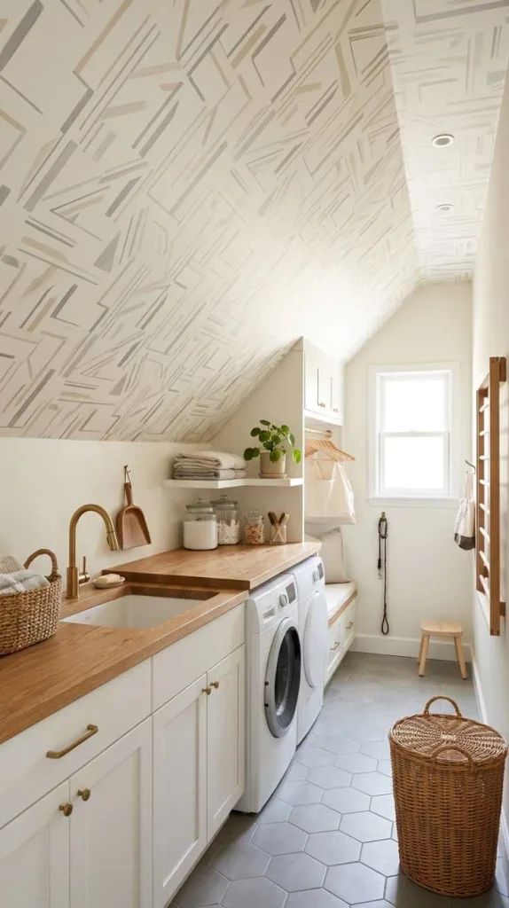 11+ Laundry Room Wallpaper Ideas for Stylish Small Spaces 9 Under the Eaves