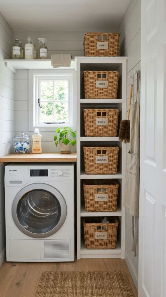 10+ Stacked Laundry Room Ideas Small Spaces 9 Use Baskets Vertically