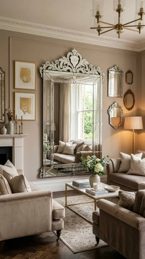11+ Creative Mirror Wall Designs for Your Living Room 6 Venetian Mirrors