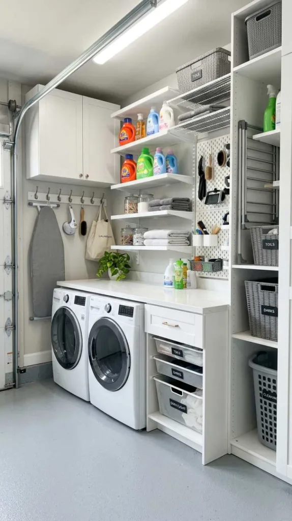 12 Garage Laundry Room Ideas for Smart Spaces 11 Vertical Storage Wall