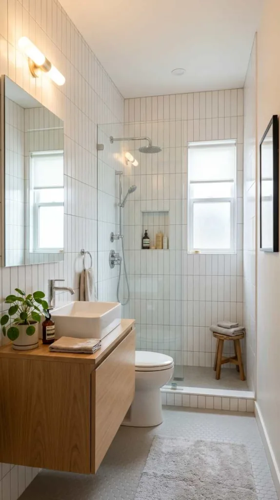 10+ Small Bathroom Design Ideas That Make a Big Impact 11 Vertical Tiles