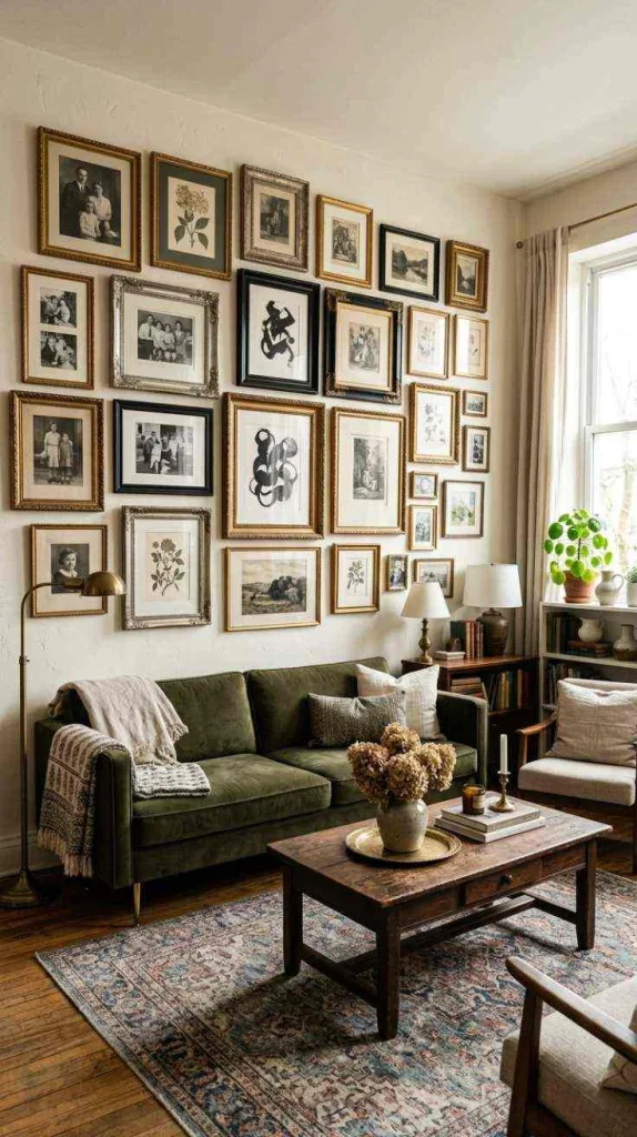 12 Modern Antique Decor Ideas for a Timeless Home 4 Vintage Frame Wall Composition