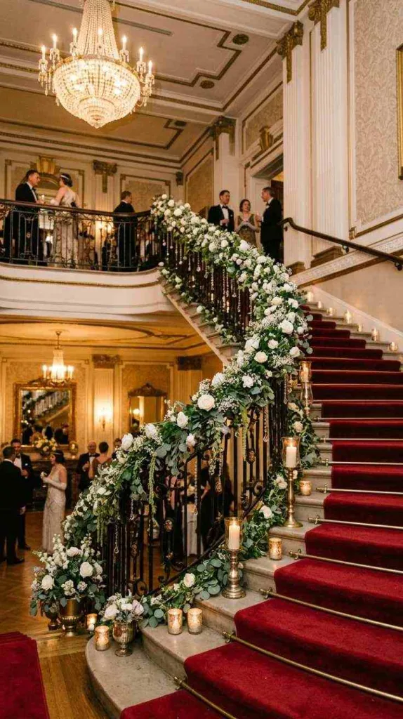 12 Staircase Wedding Decor for Elegant Ceremony Entrances 7 Vintage Glamour