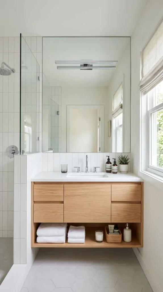 10+ Small Bathroom Vanity Ideas That Maximize Space Style 14 Wall-to-Wall Vanity