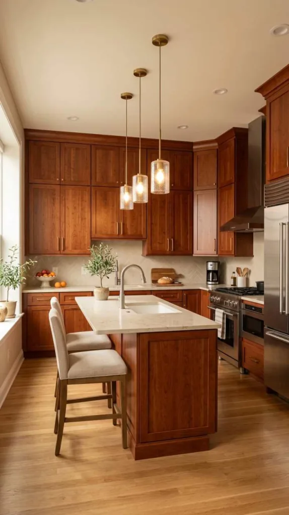 11+ Kitchen Color Schemes That Make Cherry Cabinets Pop 4 Warm Beige