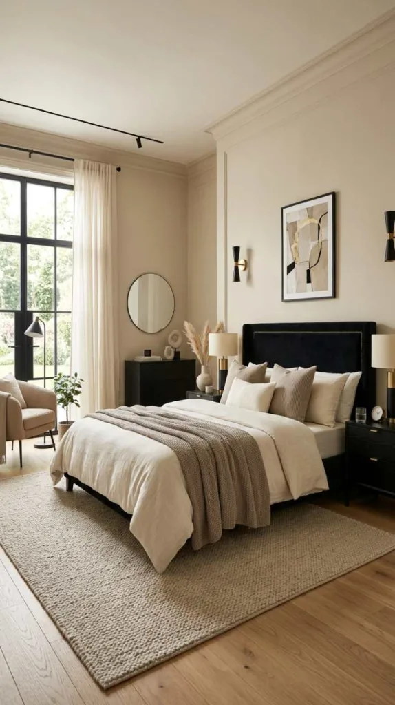 12 Stunning Bedroom Color Ideas With Black Furniture 4 Warm Beige Tones
