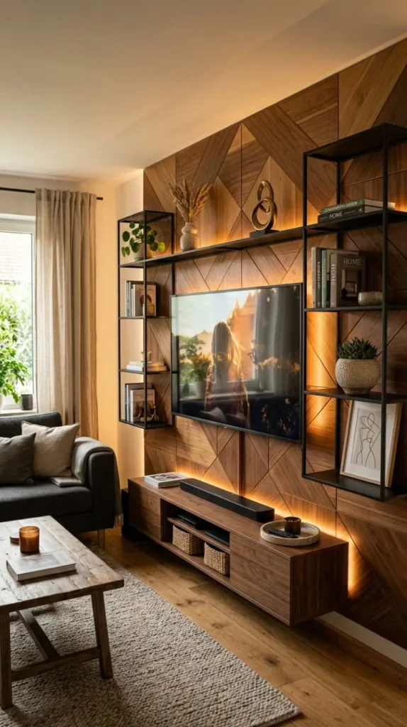 Warm Wood Panel Backdrop Art