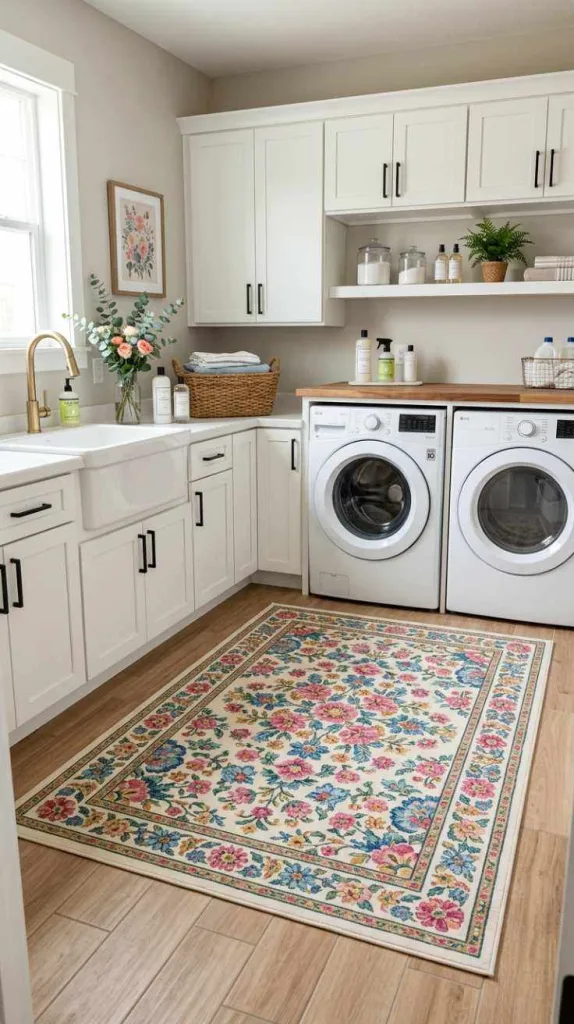 Washable Floral Rug
