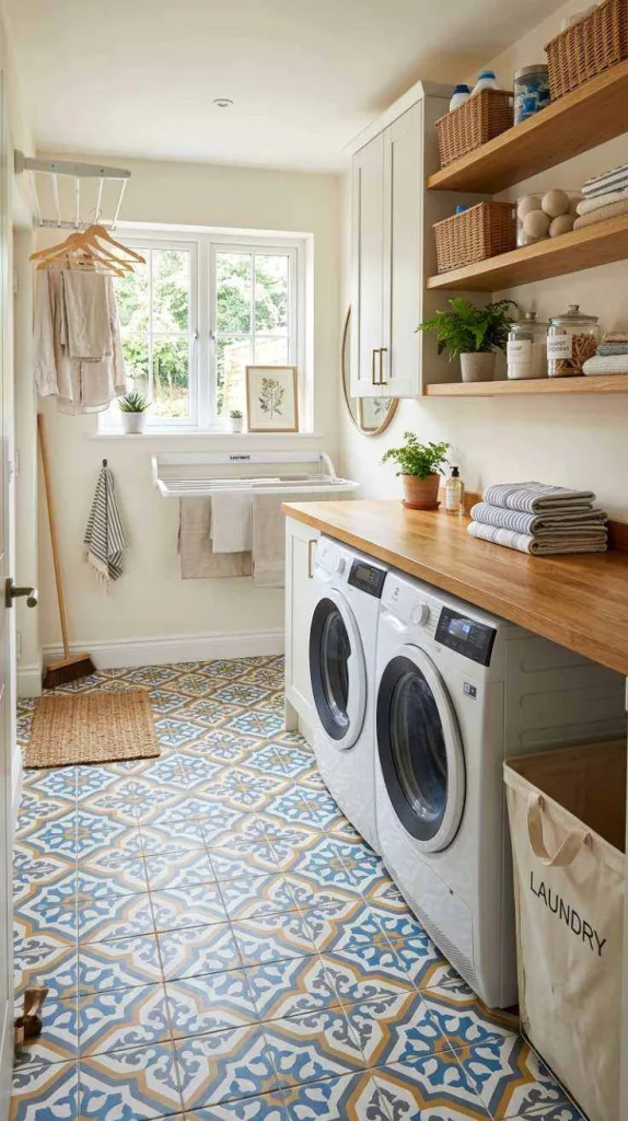11+ Washing Room Ideas Laundry for Organized Homes 3 Washing Room With Patterned Tile