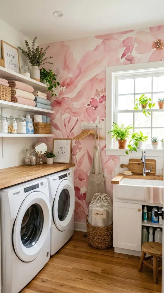 Watercolor Pink Mural Wall