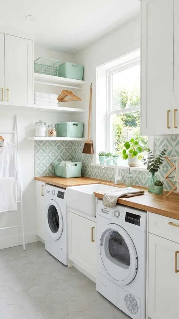 White With Mint Green Accents