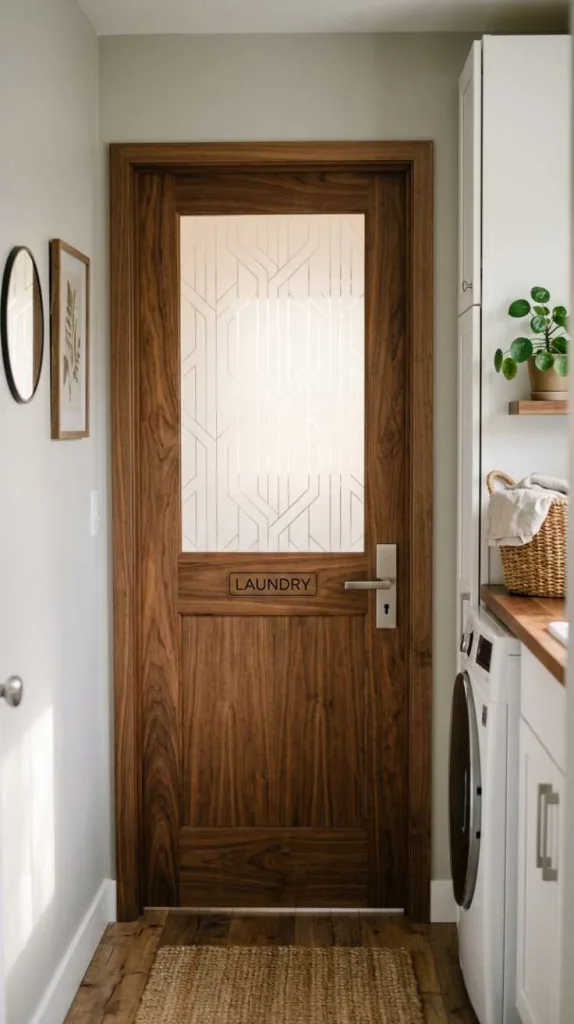 11+ Laundry Room Door Ideas for Stylish Space 8 Wood Door with Glass