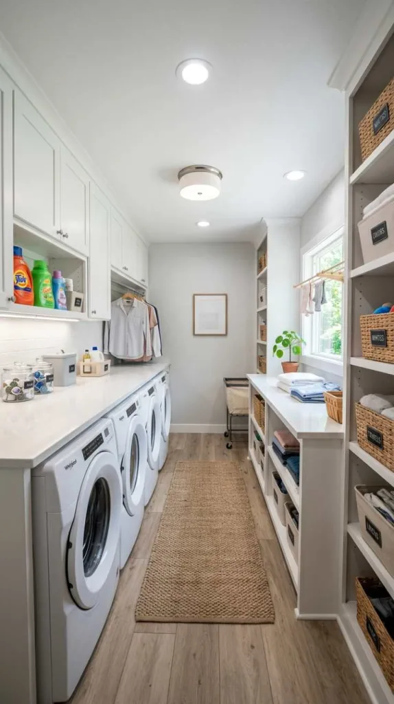 12 Long Laundry Room Ideas for Functional Layouts 2 Zoned Work Areas