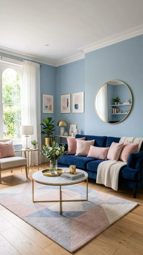 Blue with Blush Pink