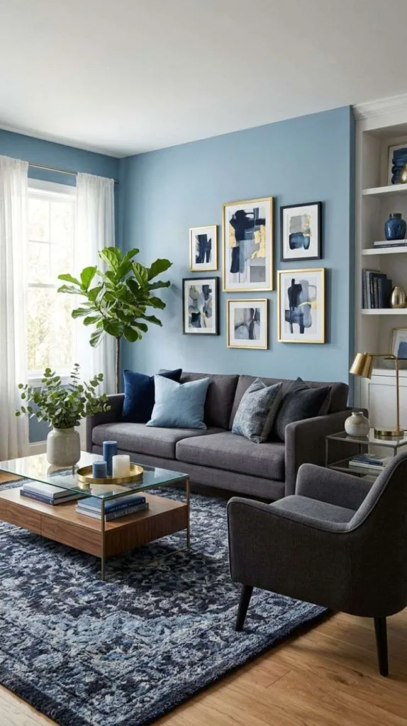 Blue with Charcoal Gray