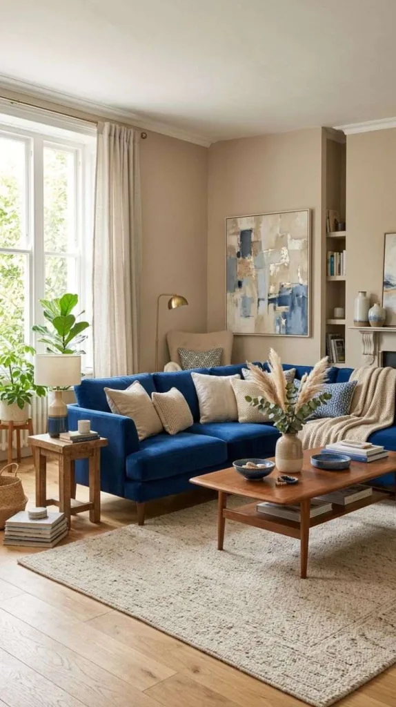 Blue with Warm Beige