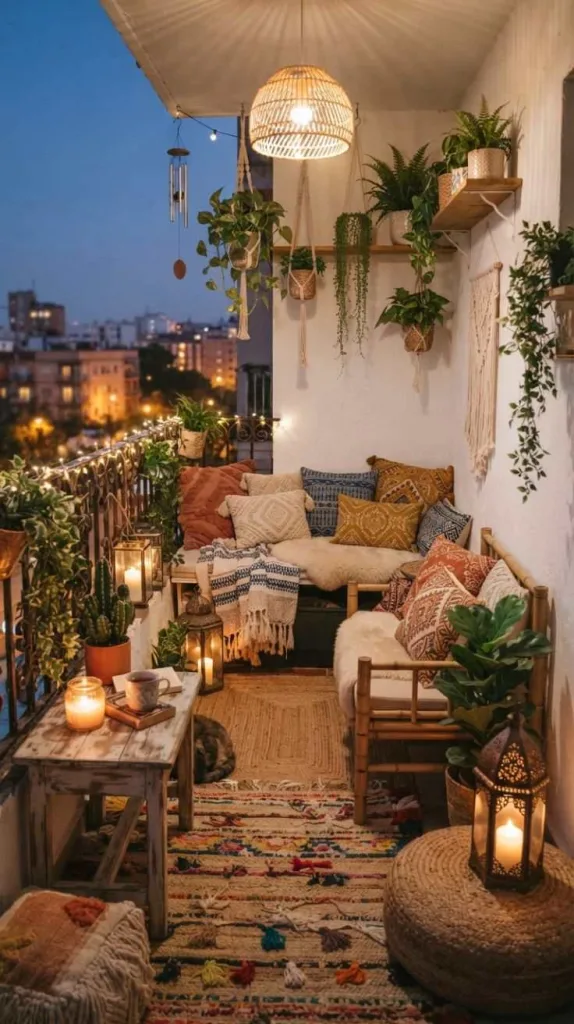 Boho Small Balcony Retreat