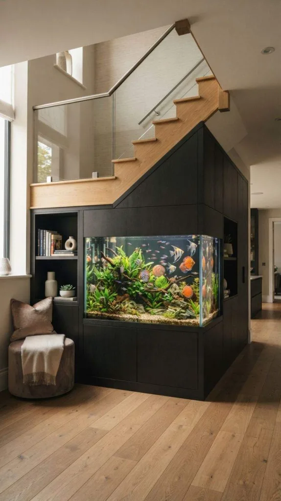12 Under Staircase Decor for Stylish and Functional Spaces 13 Built-In Aquarium Feature