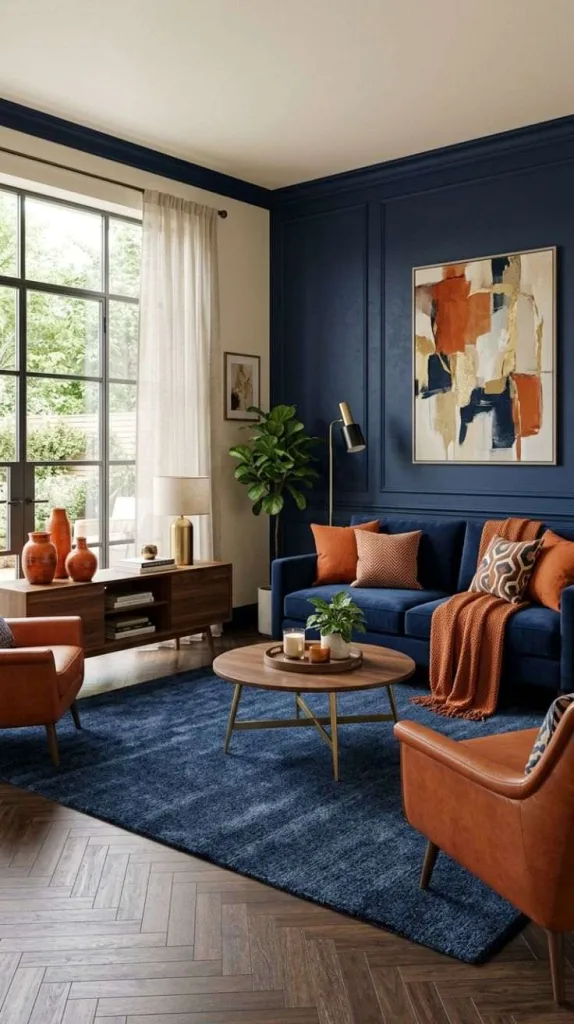 Burnt Orange and Navy Blue