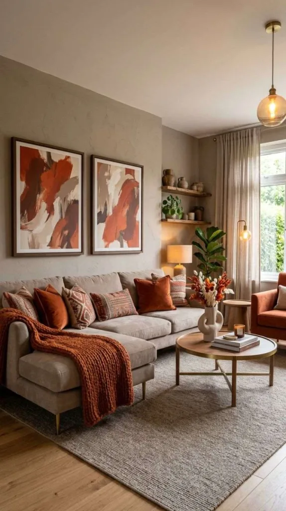 Burnt Orange with Taupe