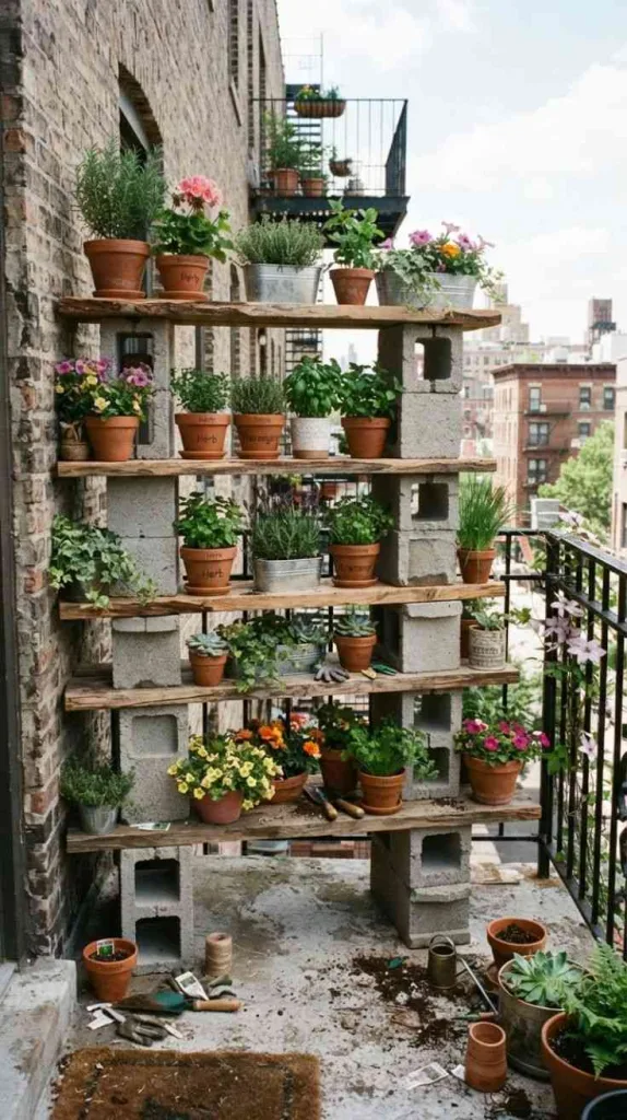 Budget-Friendly Balcony Decor DIY Ideas You'll Love 4 Cinder Block Plant Shelves