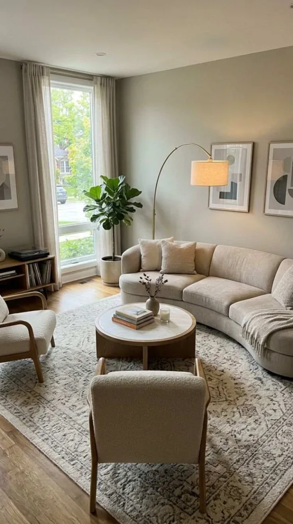 Curved Sofa Living Room With Designer Style 4 Conversation Circle Layout