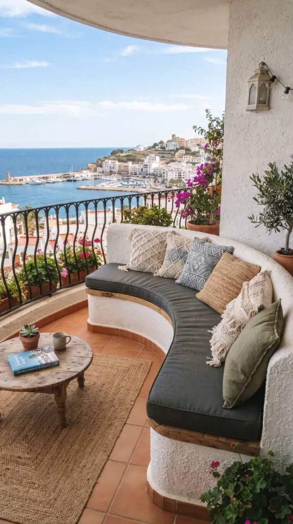 This Mini Balcony Decor Ideas That Looks Luxurious Without Taking Space 7 Curved Built In Seating
