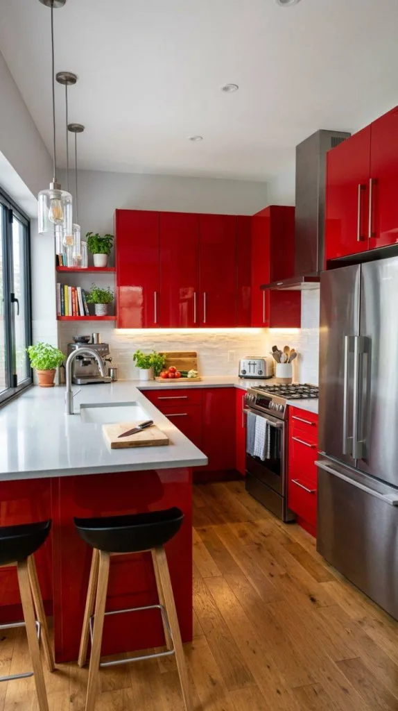 Custom Red Cabinets
