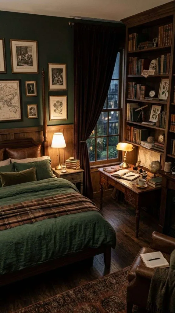 The Cozy Mens Bedroom Trend That's Taking Over Pinterest 7 Dark Academia Bedroom