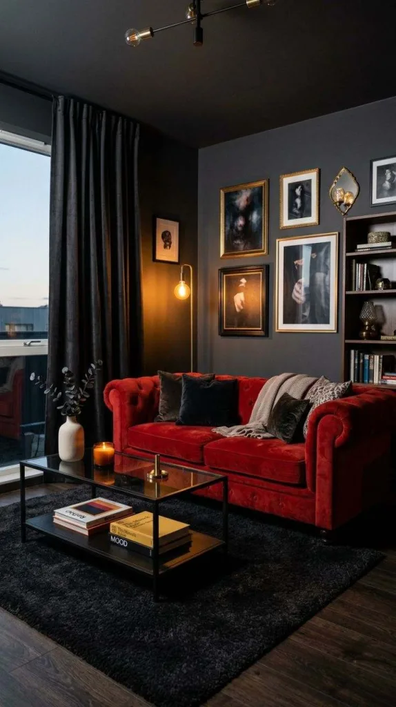 These Red Couch Living Rooms Prove Bold Colors Always Win 8 Dark & Dramatic