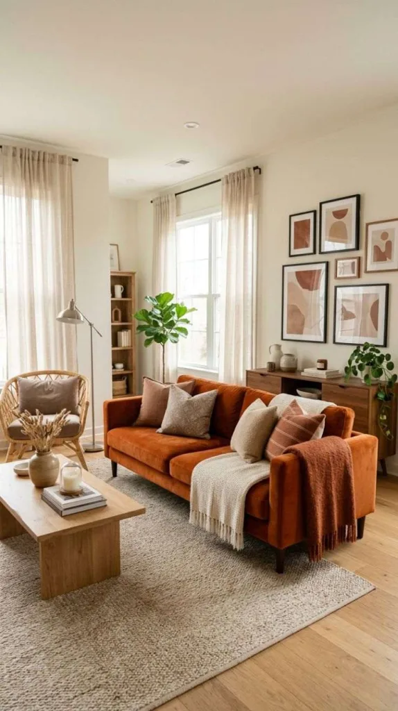 These Orange Couch Living Rooms Prove Bold Colors Really Work 12 Earth-Toned Textiles