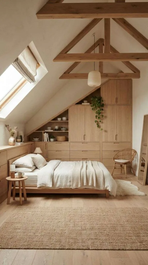 All These Attic Bedroom Ideas Don't Feel Small at All 5 Exposed Wood Beam Styling