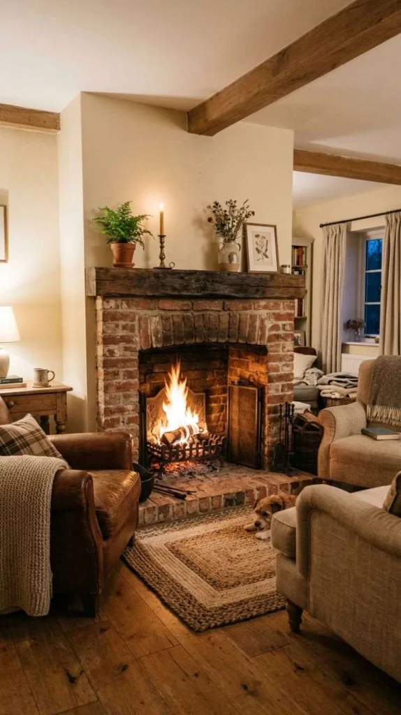 Farmhouse Brick Fireplace