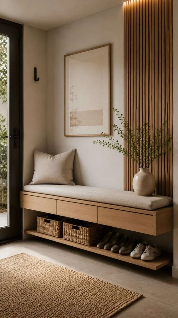 Floating Oak Storage Bench