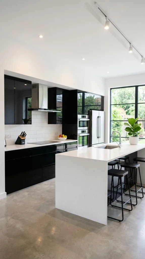 Glossy Cabinets with Countertops