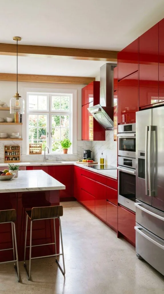 Glossy Red Cabinets