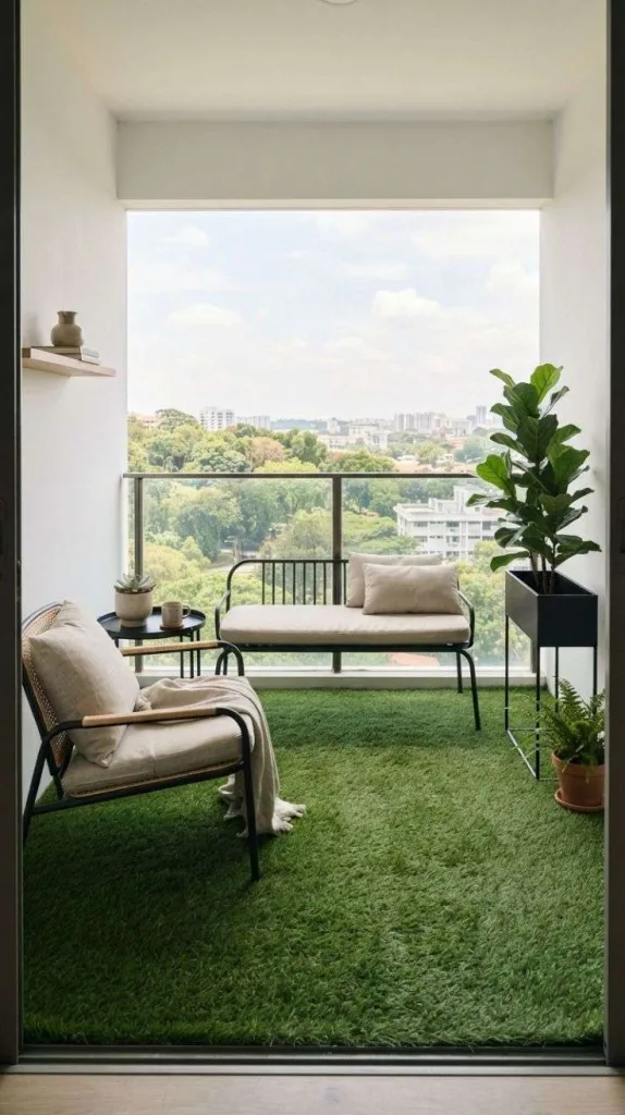 This Minimalist Balcony Decor That Looks Expensive Without the Extra Cost 4 Grass Rug Flooring