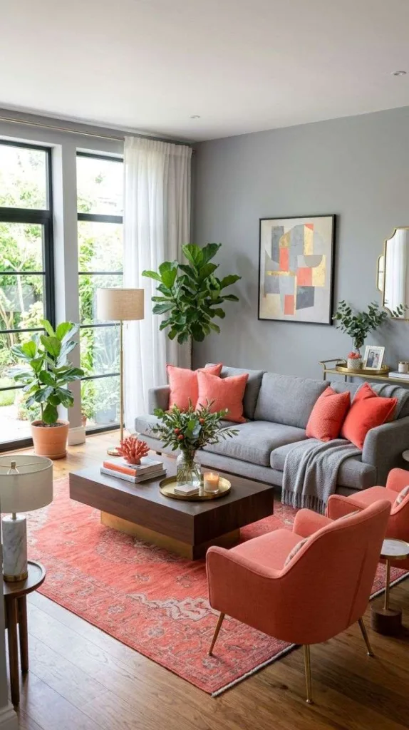 Gray with Coral
