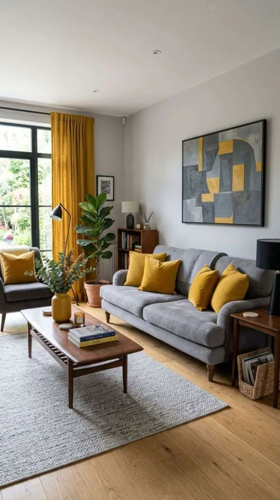 Gray with Mustard Yellow