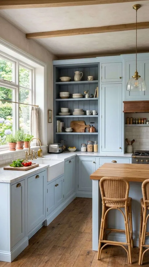 Grey-Blue Shelving Nook Design